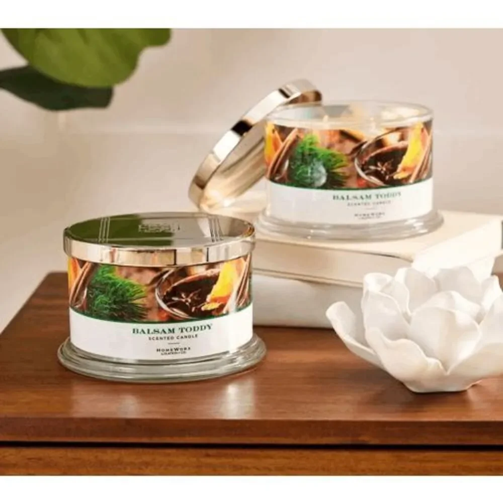 HomeWorx by Slatkin & Co. Balsam Toddy Candle 18 Ounce 4 Wick New